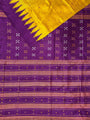 Mustard Yellow and Purple Double Pallu Handloom Berhampuri Pure Silk Patta Saree