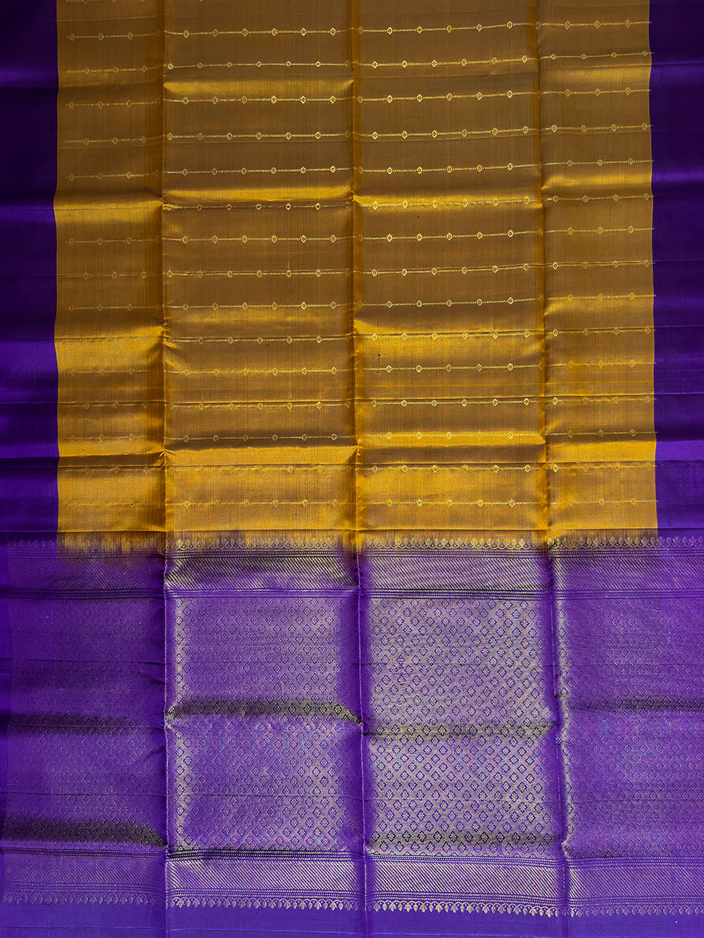 Mustard Yellow and Purple Pure Soft Silk Handloom Saree