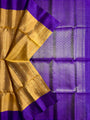 Mustard Yellow and Purple Pure Soft Silk Handloom Saree