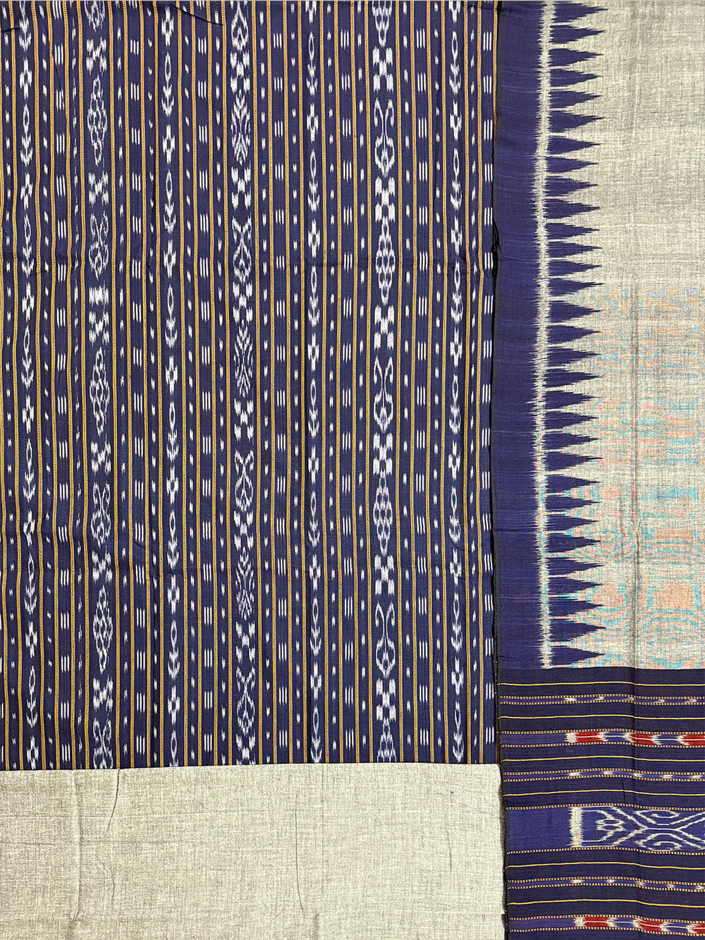 Navy Blue Nuapatna Handloom Cotton Dress Material
