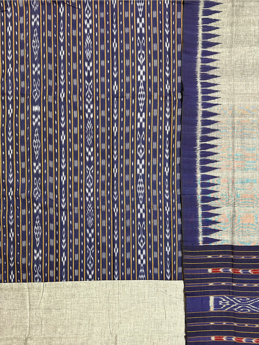 Navy Blue Nuapatna Handloom Cotton Dress Material