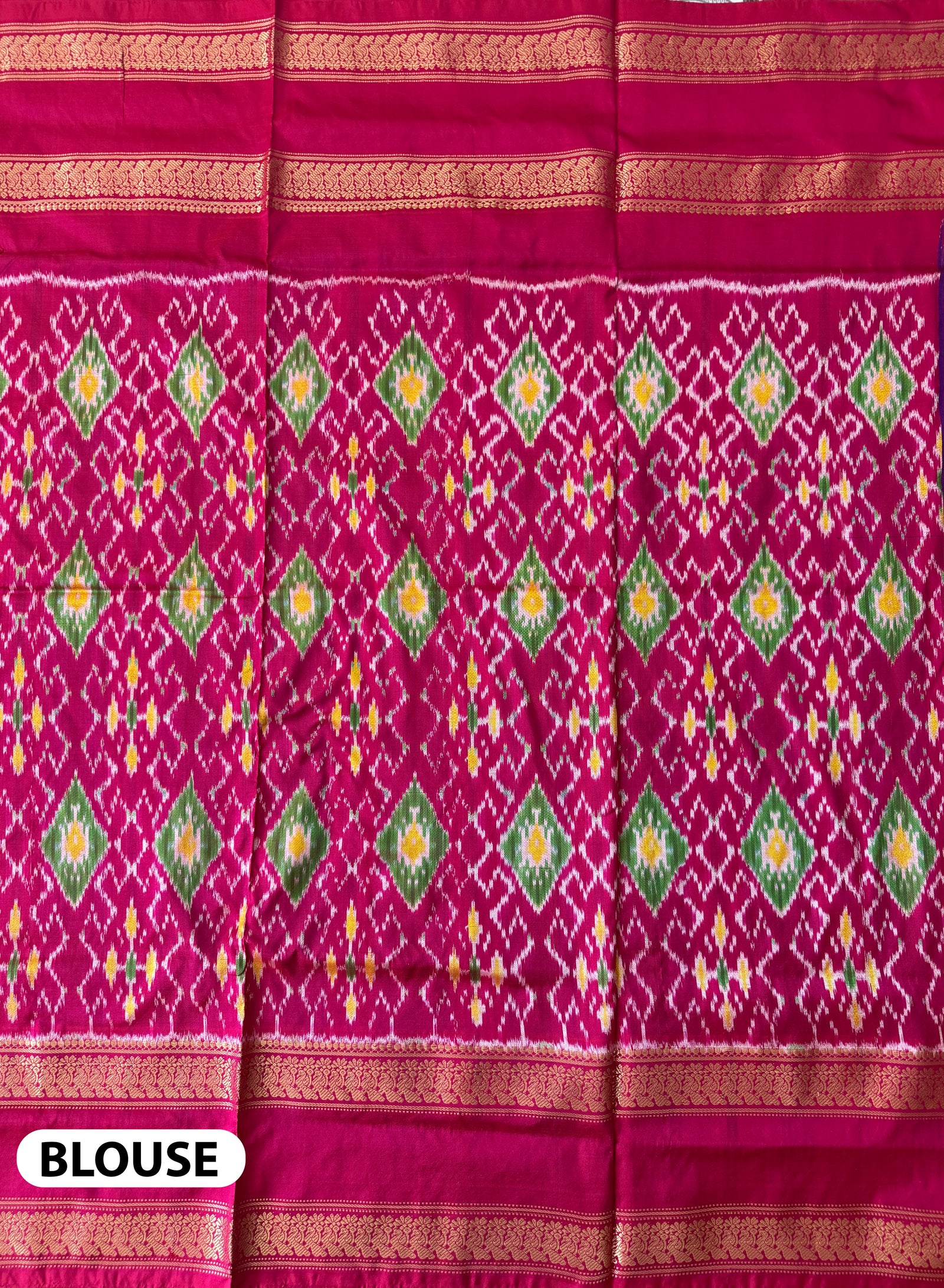 Navy Blue and Pink Pochampally Pure Silk Handloom Saree