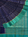 Navy Blue and Teal Pure Soft Silk Handloom Saree