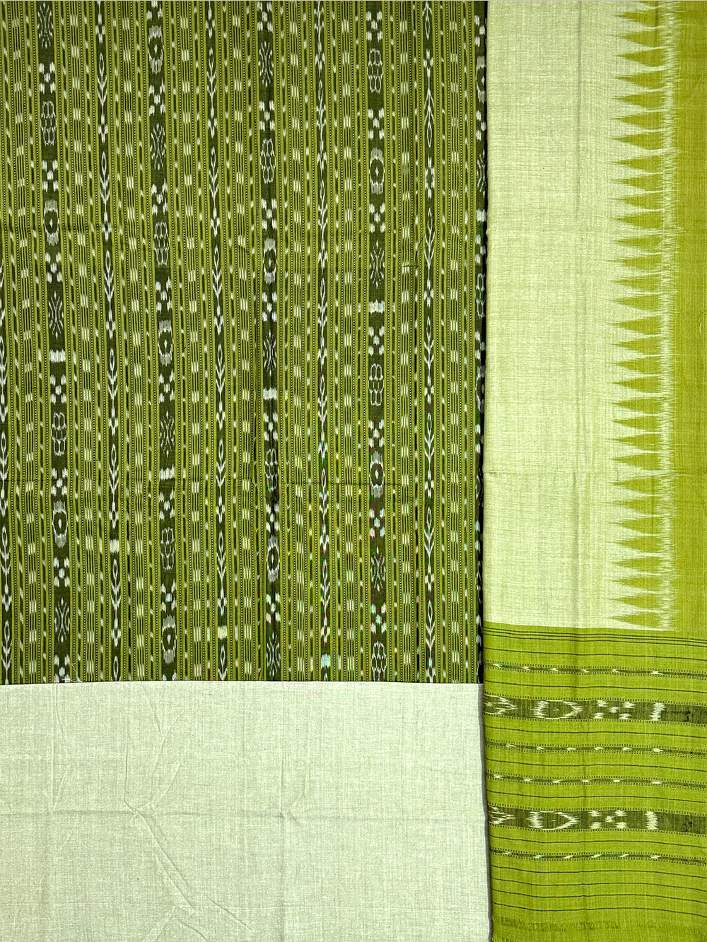 Olive Green Nuapatna Handloom Cotton Dress Material