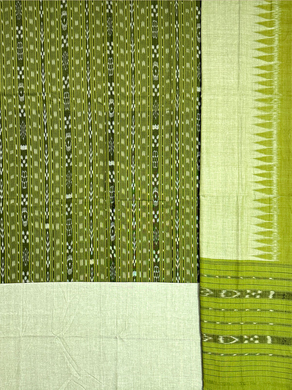 Olive Green Nuapatna Handloom Cotton Dress Material