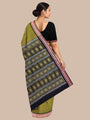 Olive Green and Black Handloom Cotton Sambalpuri Saree