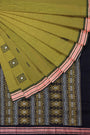 Olive Green and Black Handloom Cotton Sambalpuri Saree