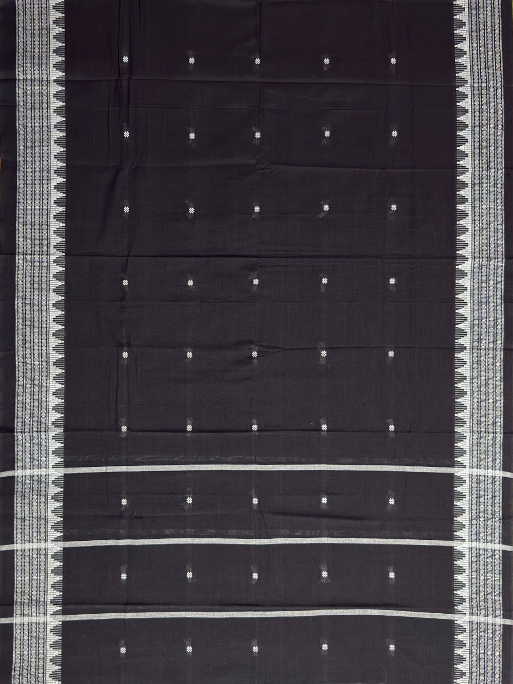 Olive Green and Black Nuapatna Handloom Cotton Dress Material