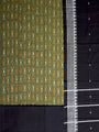 Olive Green and Black Nuapatna Handloom Cotton Dress Material