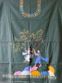 Olive Green and Red Raja Theme Hand Painted Pattachitra Dress Material