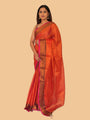 Orange Handloom Cotton Tissue Saree