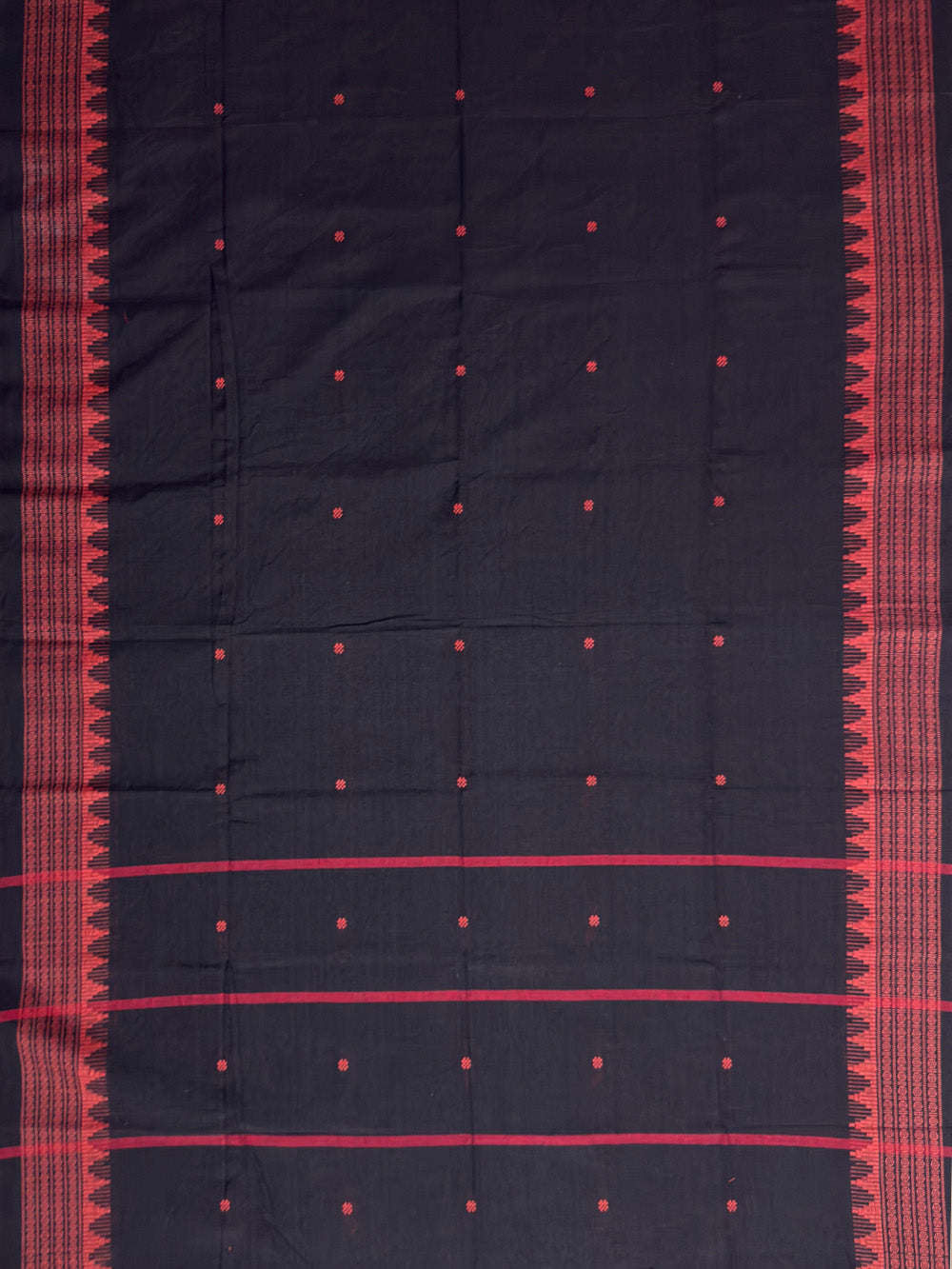 Orange and Black Nuapatna Handloom Cotton Dress Material