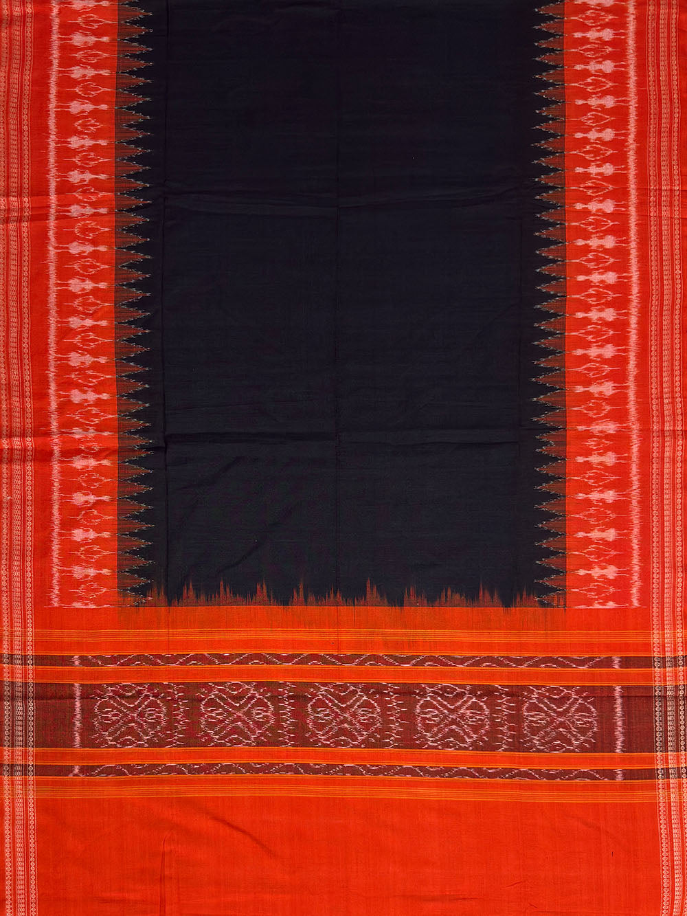 Orange and Black Sambalpuri Handloom Cotton Dress Material