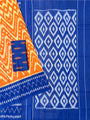 Orange and Blue Pochampally Mercerised Cotton Handloom Saree in Ikkat Pattern