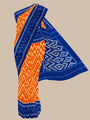 Orange and Blue Pochampally Mercerised Cotton Handloom Saree in Ikkat Pattern