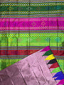 Pastel Pink Double Pallu Handloom Berhampuri Pure Silk Patta Saree