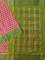 Peach and Green Pochampally Pure Silk Handloom Saree