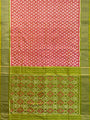 Peach and Green Pochampally Pure Silk Handloom Saree