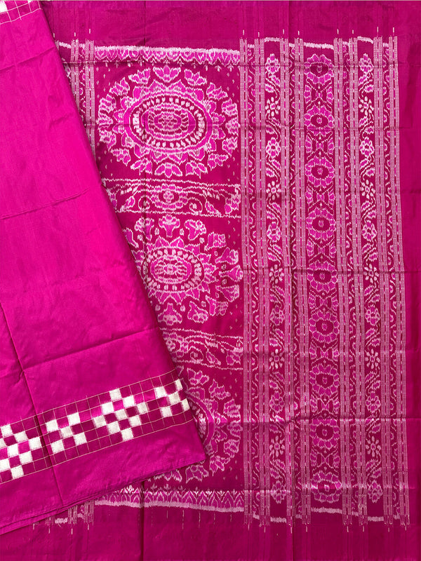 Pink Pure Silk Sambalpuri Handloom Saress with Pasapalli Border