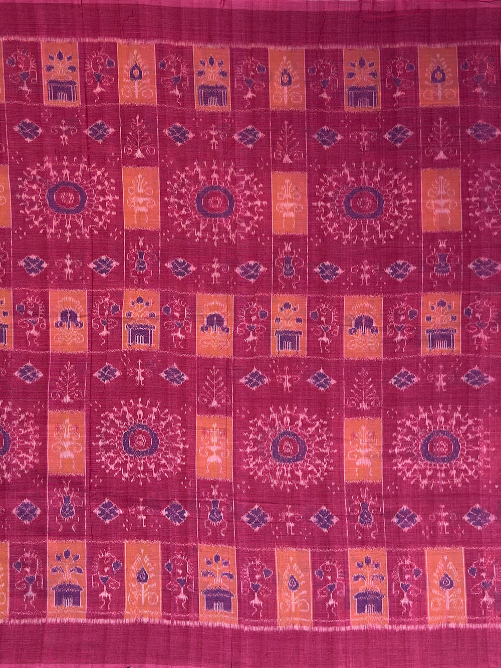 Pink, Peach and Navy Blue Sambalpuri Handloom Cotton Dress Material