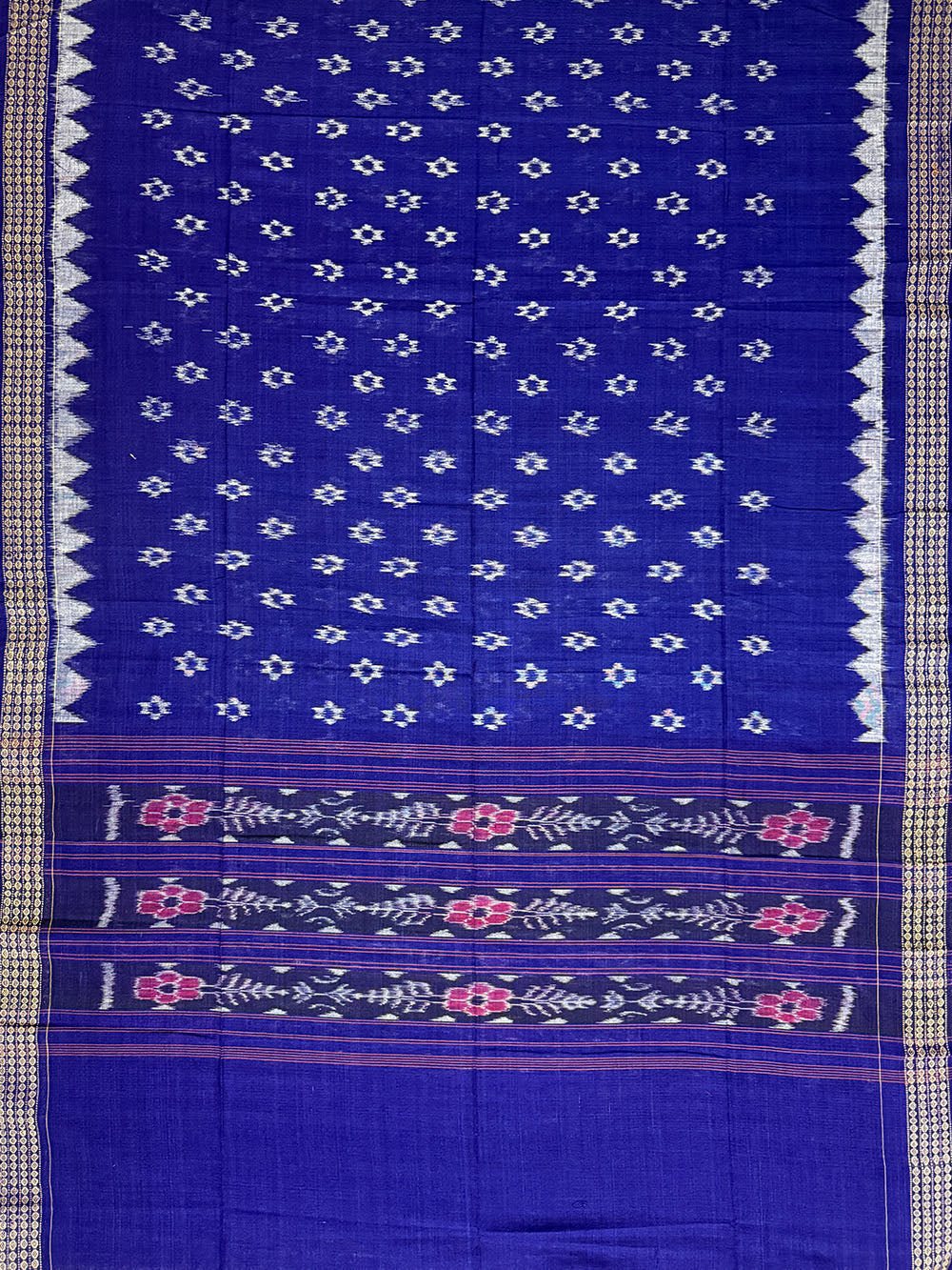 Pink, Peach and Navy Blue Sambalpuri Handloom Cotton Dress Material