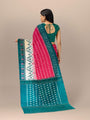 Pink & Teal Pochampally Mercerised Cotton Handloom Saree in Ikkat Pattern
