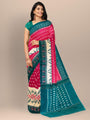 Pink & Teal Pochampally Mercerised Cotton Handloom Saree in Ikkat Pattern