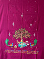 Pink and Blue Hand Painted Pattachitra Dress Material