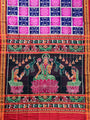 Pink and Blue Pure Silk Handloom Khandua Patta Saree with Goddess Laxmi Motifs