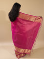 Pink and Golden Pure Silk Kanjivaram Handloom Saree with Deer Motifs