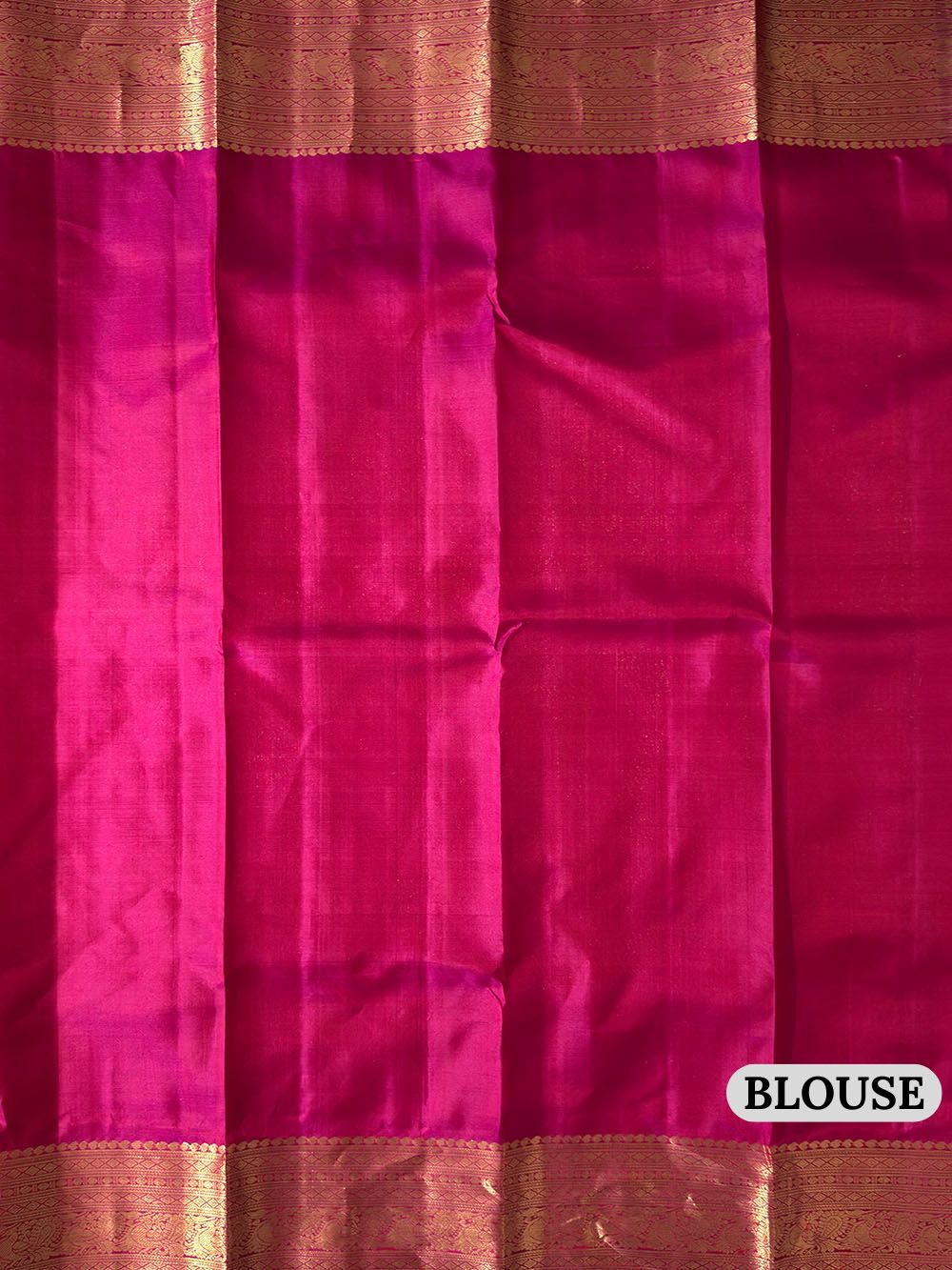 Pink and Golden Pure Silk Kanjivaram Handloom Saree with Deer Motifs