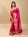 Pink and Golden Pure Silk Kanjivaram Handloom Saree with Deer Motifs