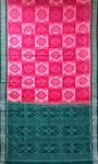 Pink and Green Handloom Cotton Sambalpuri Saree