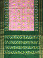 Pink and Green Pochampally Pure Silk Handloom Saree in Patola Pattern