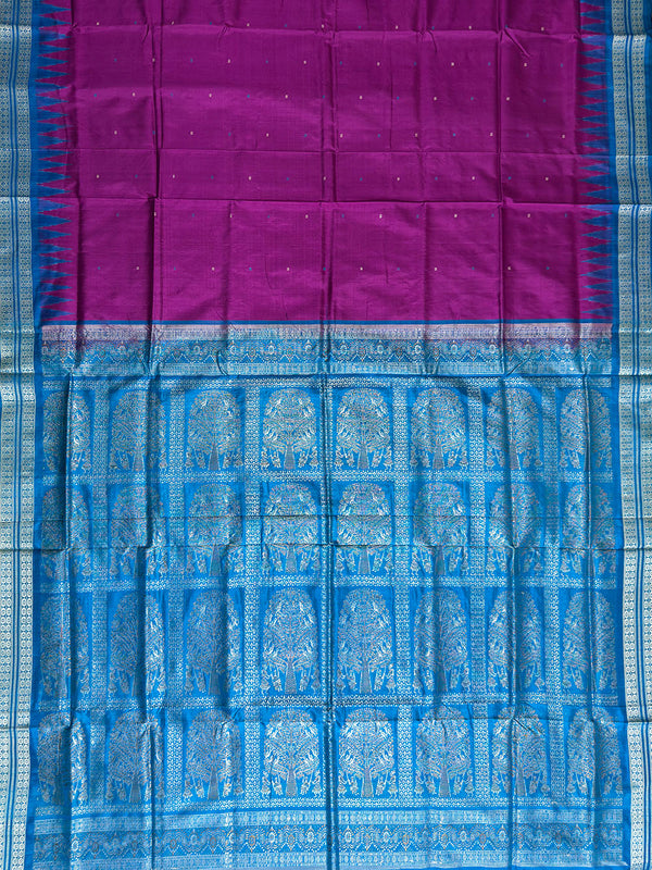 Pink and Turquoise Blue Pure Sambalpuri Silk Handloom Saree