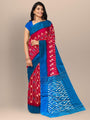 Pink and Blue Pochampally Pure Silk Handloom Saree in Ikkat Pattern