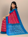 Pink and Blue Pochampally Pure Silk Handloom Saree in Ikkat Pattern