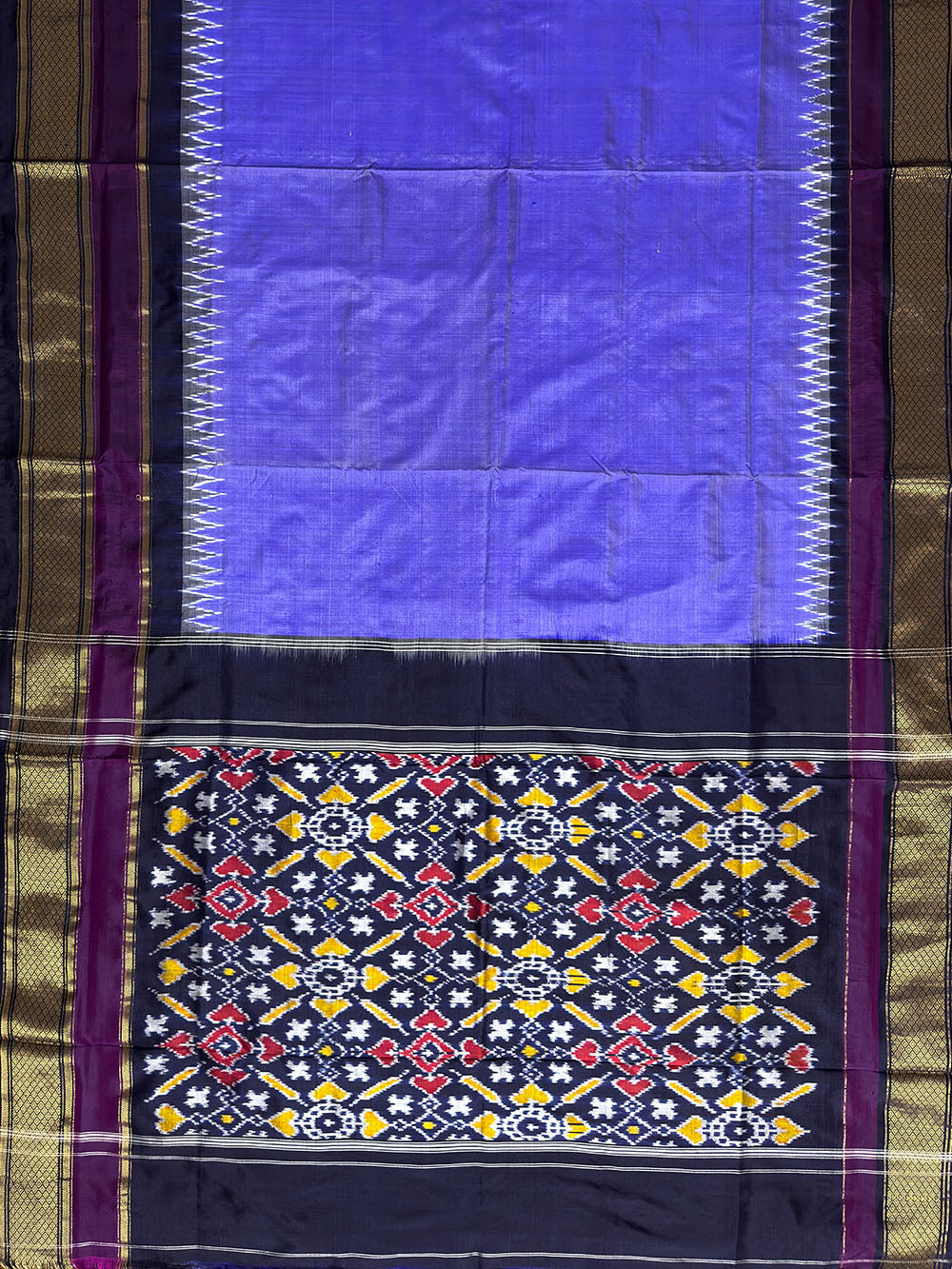 Powder Blue Pochampally Pure Silk Handloom Saree in Patola Pattern