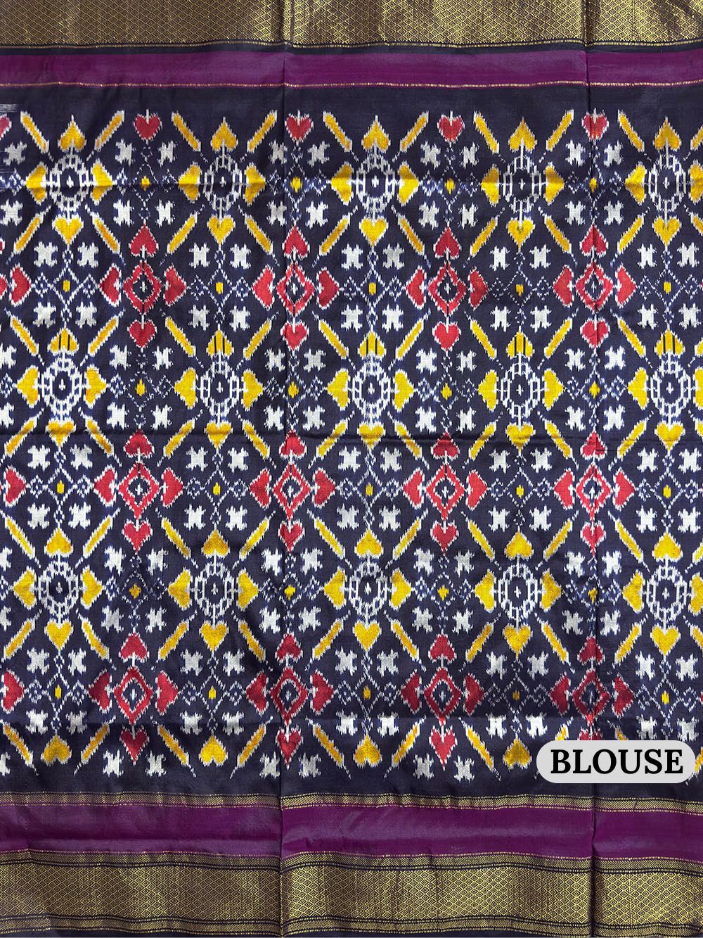 Powder Blue Pochampally Pure Silk Handloom Saree in Patola Pattern