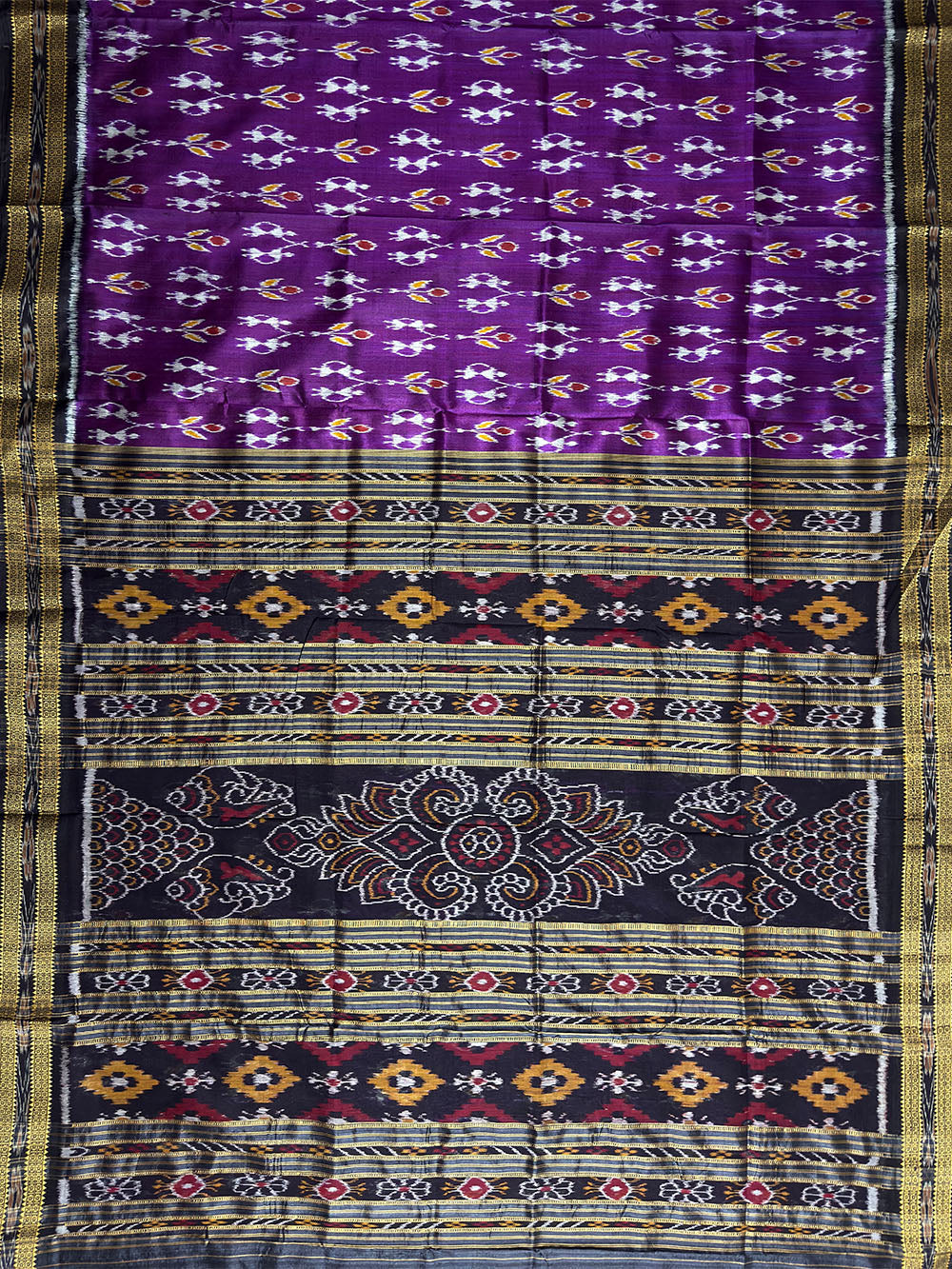 Purple and Black Handloom Khandua Patta Saree