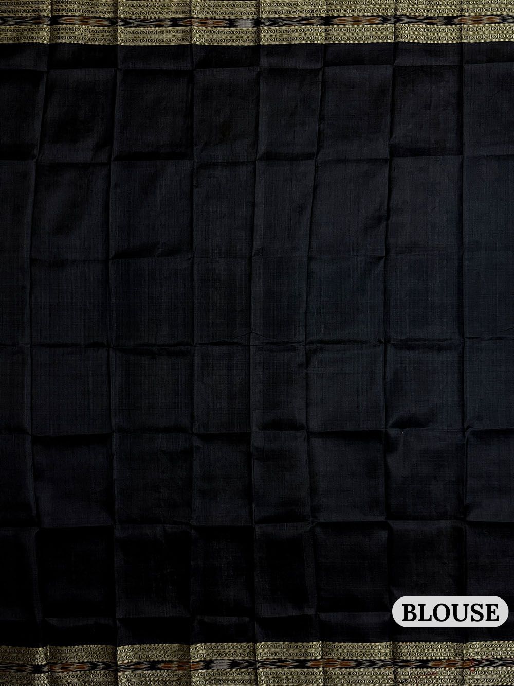 Black and Beige Pure Silk Handloom Khandua Patta Saree