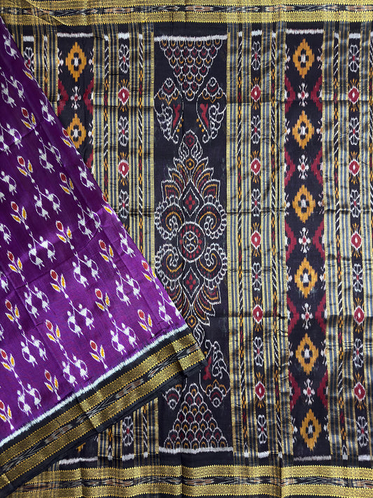 Purple and Black Handloom Khandua Patta Saree