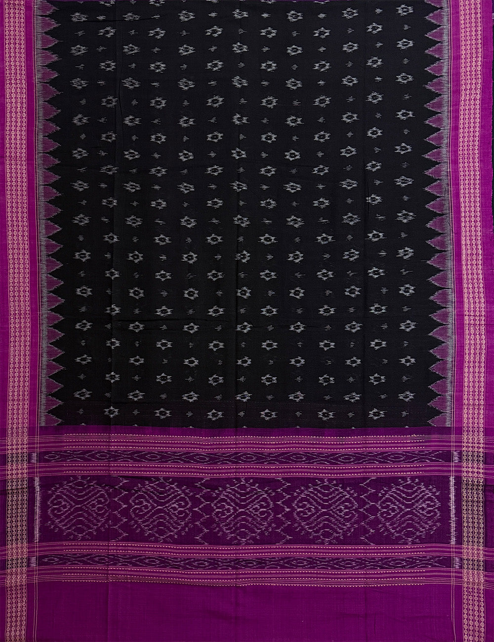 Purple and Black Sambalpuri Handloom Cotton Dress Material in Tribal Pattern