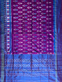 Purple and Blue Pochampally Pure Silk Handloom Saree in Ikkat Pattern