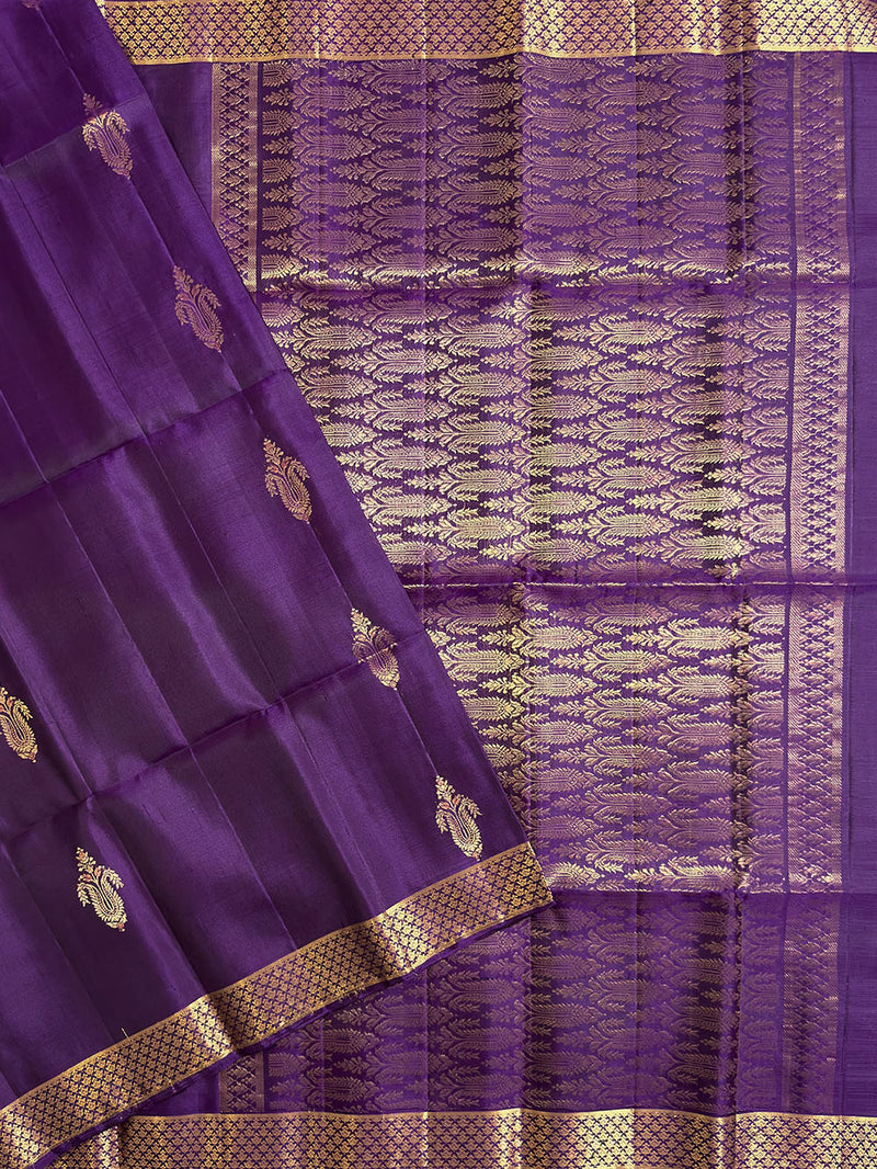 Purple and Golden Pure Silk Kanjivaram Handloom Saree