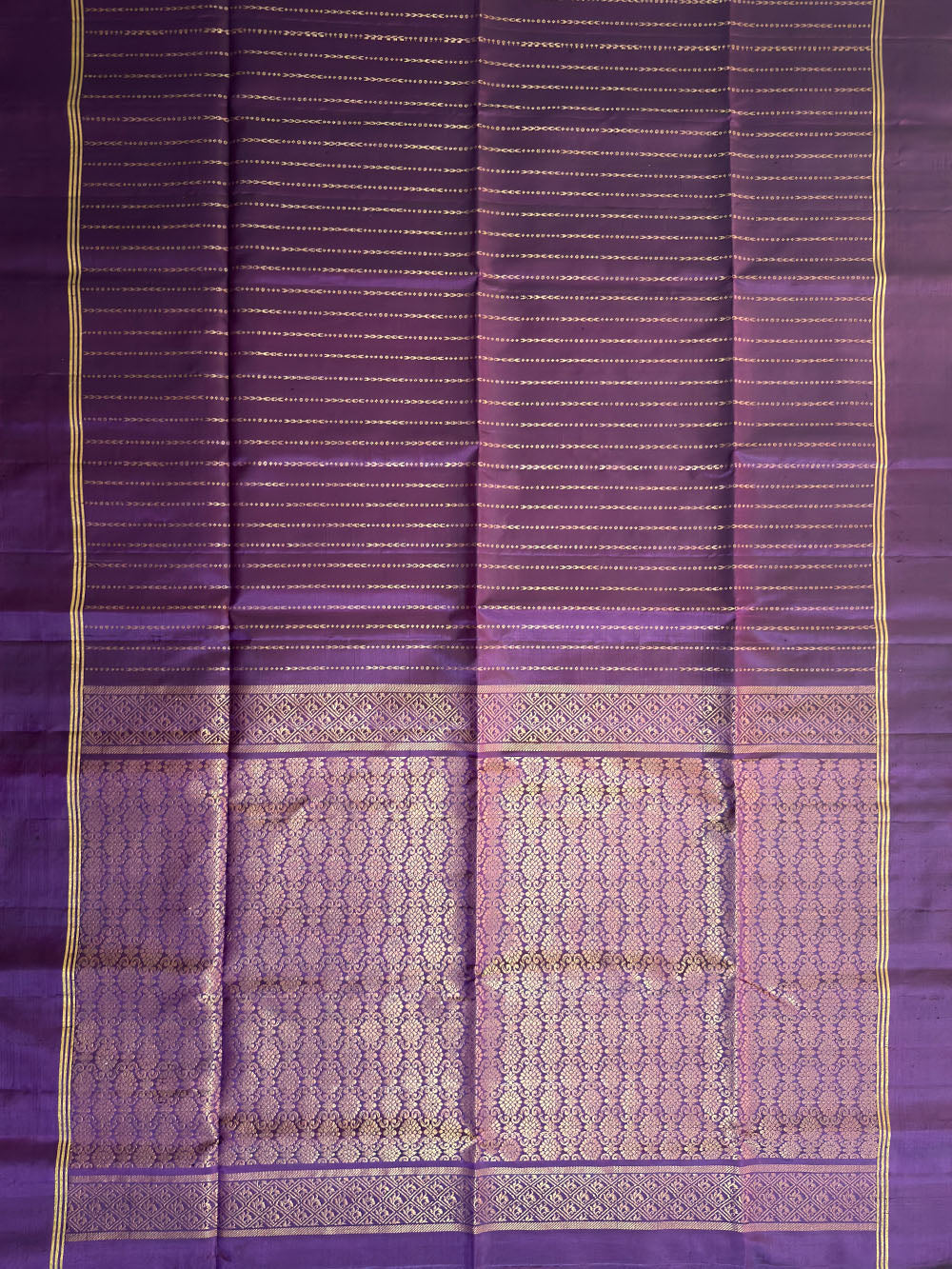 Purple and Golden Stripes Pattern Pure Soft Silk Handloom Saree