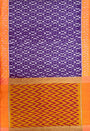 Purple and Orange Pochampally Mercerised Cotton Handloom Saree in Ikkat Pattern