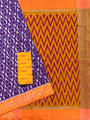 Purple and Orange Pochampally Mercerised Cotton Handloom Saree in Ikkat Pattern