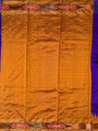 Purple and Orange Pure Raw Silk Handloom Saree with Ikkat Border