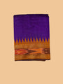 Purple and Orange Pure Raw Silk Handloom Saree with Ikkat Border